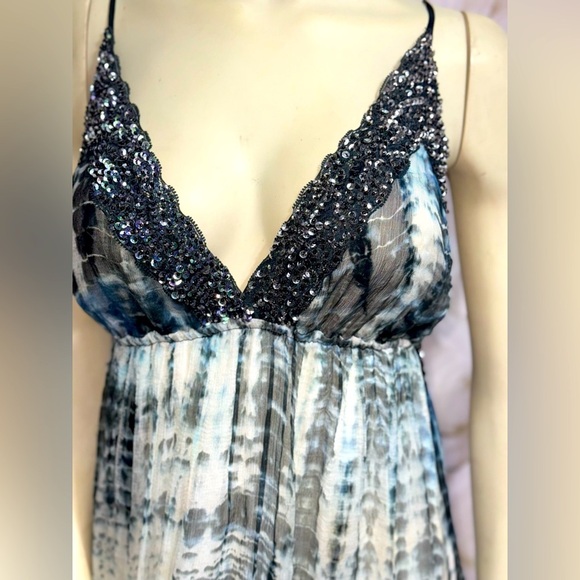 - Valerie From Bali With Love Silk Low V Back Sequin Trim Stunning maxi Medium - Picture 3 of 15